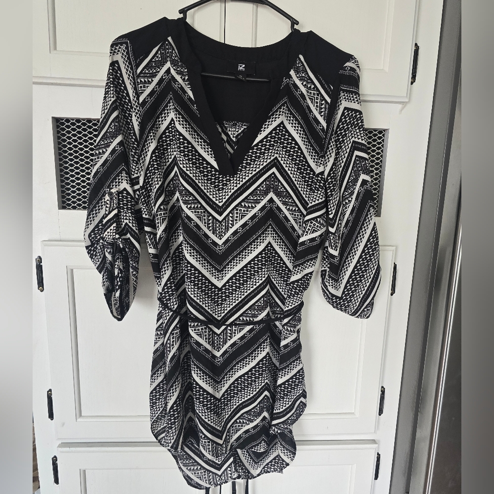 Iz Byer Black and White Top with Elegant Design